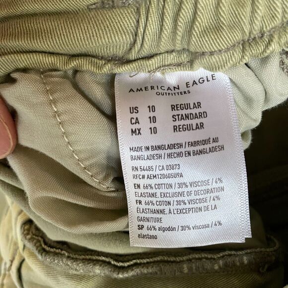 American Eagle Paperbag Pants Women Sz 10 Green High Rise Relaxed Coastal - Picture 7 of 7